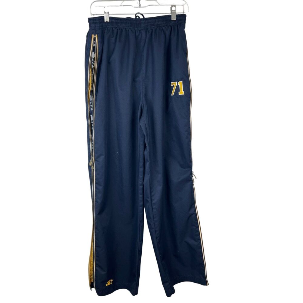 Vintage 90s Starter Navy Blue Track Pants Side Zip Basketball Active Men Medium